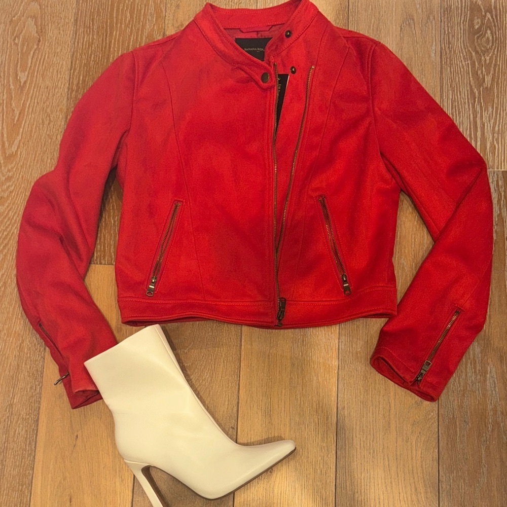 Banana Republic Fiery Red Leather Jacket